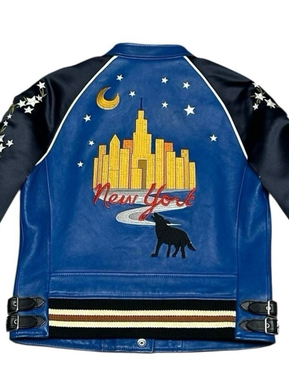 Coach 1941 Cityscape Lamb Leather Jacket Star Sleeve Blue Runway Women’s 2 - Picture 16 of 16